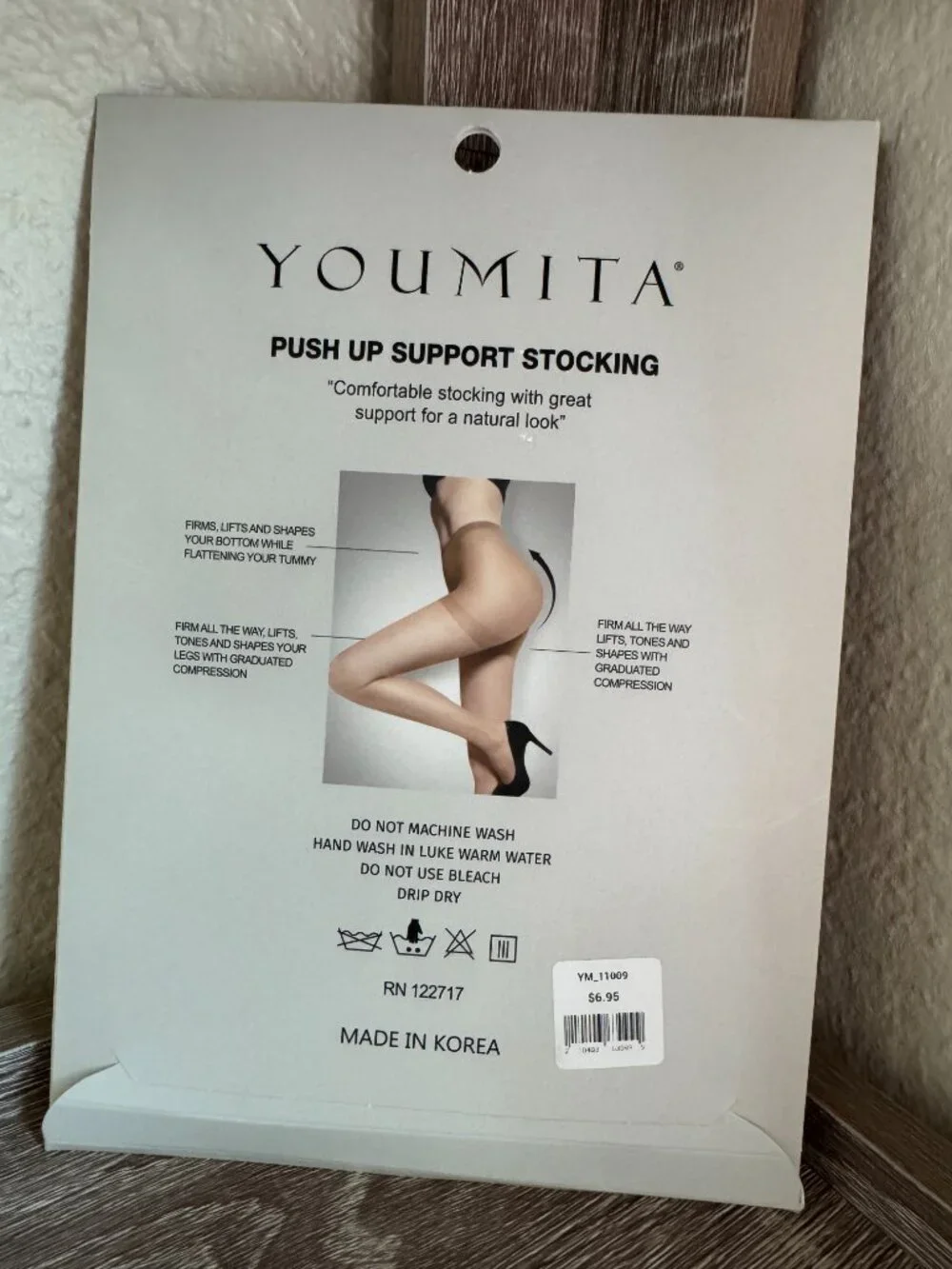 Youmita Push Up Support Stocking Beige One Size Shaping Pantyhose NIB